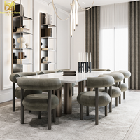 Ensemble table à manger moderne de luxe 4-8 places en marbre blanc 6 chaises pour la maison Villa design stable en métal pour les meubles de salle à manger