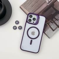 Étui de téléphone en métal de haute qualité avec support magnétique électroplaqué pour appareil photo, compatible avec 16/15 Pro Max/14 Plus/13/12/11/17