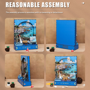 Kit de recoins de livres miniatures avec puzzle <span class=keywords><strong>en</strong></span> <span class=keywords><strong>bois</strong></span> 3D, ensemble d'assemblage de maison de campagne décorative - Product Image 4