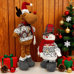 Muñeco telescópico navideño con patas extensibles, decoración de felpa tejida de Papá Noel, decoración navideña para ventana. - Product Image 4