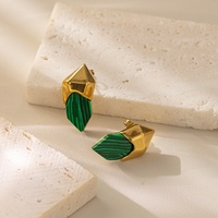 Boucles d'oreilles tendance vintage en acier inoxydable pour femme, motif géométrique, coquille d'ormeau, cœur ajouré en forme de C, plaqué or 18 carats, à clipser