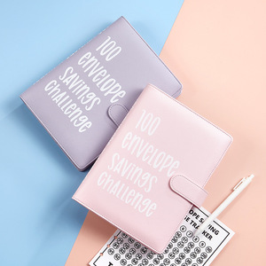 Nouveau 100 enveloppe d'économies défi A5 Budget classeur défis porte-carte pu cuir classeur planificateur cahier pour économiser de l'argent - Product Image 2