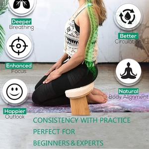 Tabouret à genoux parfait pliable portable banc de yoga en bambou ergonomique - Product Image 6