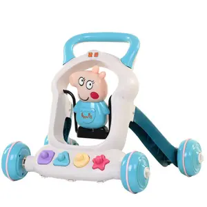 Andador de aprendizaje de plástico con cuatro ruedas para bebé, juguete para aprender a andar