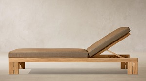 Chaise longue de jardin en teck avec coussin, dossier réglable, mobilier de patio moderne et contemporain pour jardin, piscine, terrasse - Product Image 3