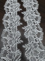 Bordure cordonnée festonnée en tricot floral botanique de 9,5 cm, motif tulipe et lys blancs, accessoires pour robe de mariée et robe de soirée