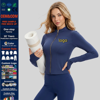 Veste de yoga personnalisée à col montant, coupe ajustée, manches longues, pour le sport et le fitness, service OEM, vente en gros