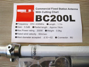 เสาอากาศไฟเบอร์กลาส UHF 370-430MHz กำลังขยายสูง 6.5dBi แบบรอบทิศทาง สำหรับภายนอกอาคาร รุ่น BC200L - Product Image 4
