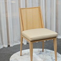 Chaise de salle à manger en bois naturel nordique avec dossier et assise crème, style moderne, pour bistro, banquet, restaurant, maison, bar, appartement - Vente en gros directe usine