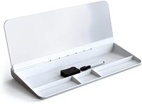 Organisateur de bureau, tableau blanc effaçable à sec, support de clavier pour ordinateur, petit tableau blanc de bureau en verre avec rangement