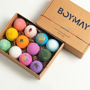 Pabrik OEM disesuaikan grosir 100% bahan alami bom mandi gelembung untuk wanita Set hadiah 12 buah Bathbombs