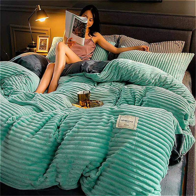 Winter Warm Velvet Quilt Duvet Cover Bedding Set Thick King Size Bed Sheets Duvet Covers Sets Beddings Bedcover