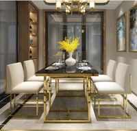 Luxuriöser Gepolsterter PU-Leder Klappbarer Drehbarer Esszimmerstuhl Goldener Edelstahlrahmen Modernes Design für Restaurant Hotel Zuhause