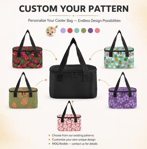 Fashion Flowers Design Reusable Custom Logo Reusable Lunch Cooler Bag Aluminum Foil Custom Picnic Insulated Cooler Lunch Box - Product Image 2