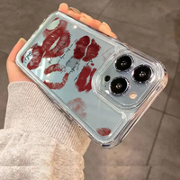 Étuis de téléphone pour hommes et femmes tendance pour Iphone7 8PLUS XS MAX XR 15 PRO MAX Objectif de précision Lèvres rouges sexy Étui de téléphone transparent
