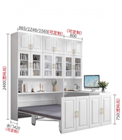 Lit de sieste de bureau de meubles intelligents fonctionnels pliant les lits extensibles invisibles avec la bibliothèque d'armoire