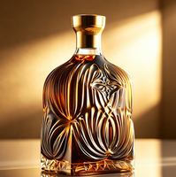 Bouteilles de spiritueux en verre silex artistique et gaufré de 750 ml avec pulvérisation colorée pour brandy et spiritueux haut de gamme – Vente en gros