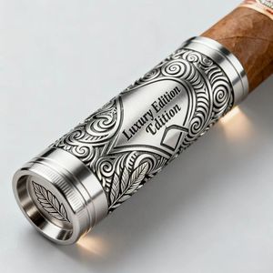 Tube à cigares en aluminium portable avec motifs gravés, tube de rangement hydratant, logo personnalisé, tube à cigares en aluminium de haute qualité - Product Image 2