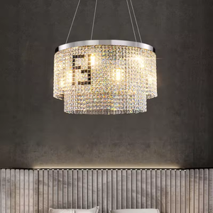 Venda quente Pingente Retangular Frisado Cristal Rodada Cromo Teto Lustre De Cristal De Luxo para Sala De Estar - Product Image 4