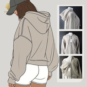 <span class=keywords><strong>Felpa</strong></span> da <span class=keywords><strong>Donna</strong></span> Oversize con <span class=keywords><strong>Zip</strong></span> e <span class=keywords><strong>Cappuccio</strong></span> a Basso MOQ, Tessuto French Terry di Medio Peso Garzato, Brand con Consapevolezza del Controllo Qualità - Product Image 1