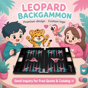 Jeu de backgammon de luxe en acrylique, noir avec imprimé animalier vibrant, 25x20cm, étui de rangement portable pour la famille et les cadeaux - Product Image 6