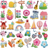 Nouveau coloré printemps fleur broderie vêtements patchs types personnalisés fleur conception brodé fer sur Patch pour vêtements chapeau sac