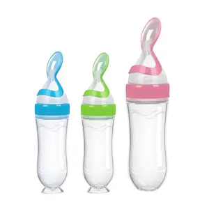 Silicone Squeeze Bottle Spoon Baby Feeding Cereal, Rice, Supplement with Dispensing Feeder, Food Dispensing Spoon