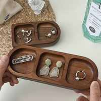 Nampan Penyimpanan Perhiasan Kayu untuk Anting Cincin Kosmetik Pengatur Meja Nampan Dekoratif Nampan Kayu