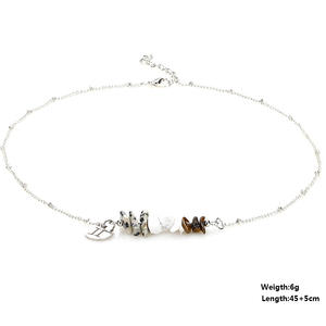 Collana di gioielli 12 segni zodiacali ciondolo con costellazione in acciaio inossidabile collana di <span class=keywords><strong>pietra</strong></span> grezza - Product Image 2