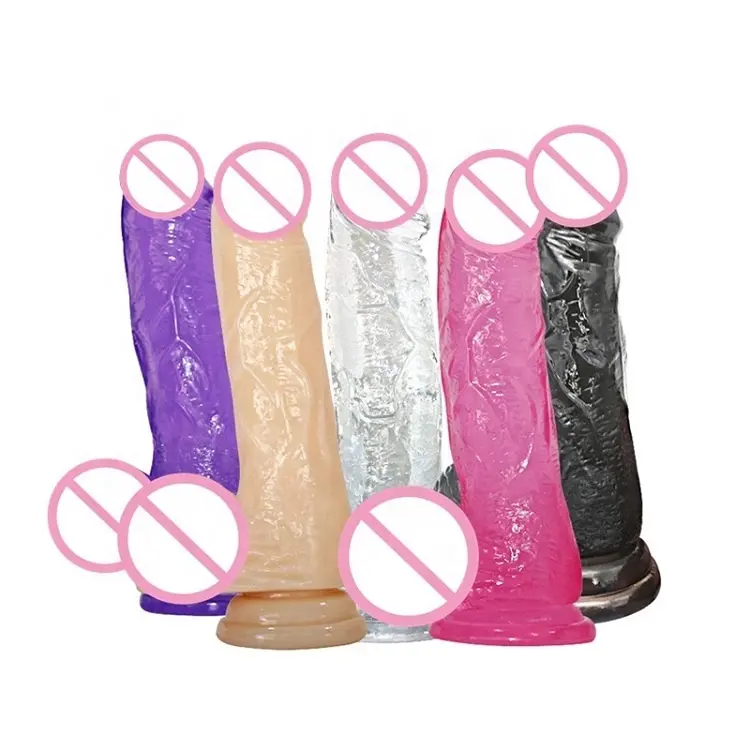 Mainan seks wanita Penis besar buatan Multi Warna Dildo realistis silikon dewasa dengan cangkir isap