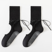 Chaussettes de yoga personnalisées avec logo, à bout ouvert, antidérapantes, avec cordon de serrage, pour la danse, le fitness, le pilates, pour femmes