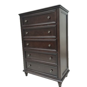 American Style Solid Wood Five Drawer <b>Chest</b> Black Walnut Color Bedroom <b>Storage</b> Cabinet Dresser - Product Image 5
