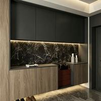 Meuble à chaussures encastré de style italien avec bande LED d'ambiance et panneau arrière en marbre pour l'entrée de la maison - Vente flash