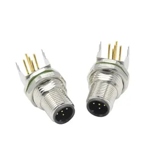 Connecteur mâle étanche M12 PCB 4 broches IP67, prise électrique à fixation rapide avec 4 broches de type DIN, matériau métallique, provenant d'un fournisseur fiable - Product Image 3