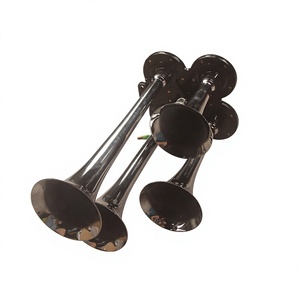 Klaxon de voiture 12V 24V universel à quatre tuyaux chromé, contrôlé électriquement, super puissant, couleur argent - Product Image 3