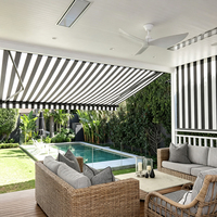 Auvent rétractable motorisé de qualité supérieure, entièrement en cassette, avec télécommande, en polyester, pour villa, balcon, extérieur, jardin, protection contre la pluie