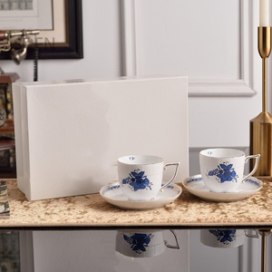 Ensemble de tasses et soucoupes à thé et café de luxe avec boîte cadeau, en porcelaine fine, style américain, réutilisable et portable - Product Image 5