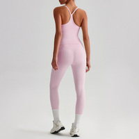 Ensemble de vêtements de yoga printemps/été pour femmes, deux pièces haut de gamme, respirant, couleur unie, vente en gros transfrontalière Europe/États-Unis