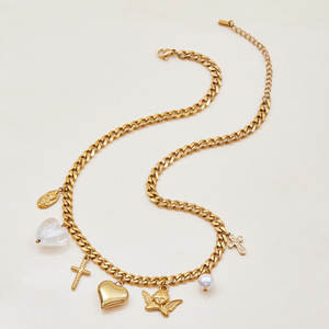 Gioielli oceano impermeabile 18K PVD placcatura oro conchiglia collana due strati di spiaggia estiva catene con acciaio inossidabile e perla - Product Image 6