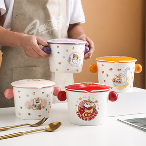 Tazón de fideos instantáneos Feigou Moco de gran capacidad con licencia oficial, tazón de arroz estilo japonés personalizado con tapa y asa para el hogar. - Product Image 1