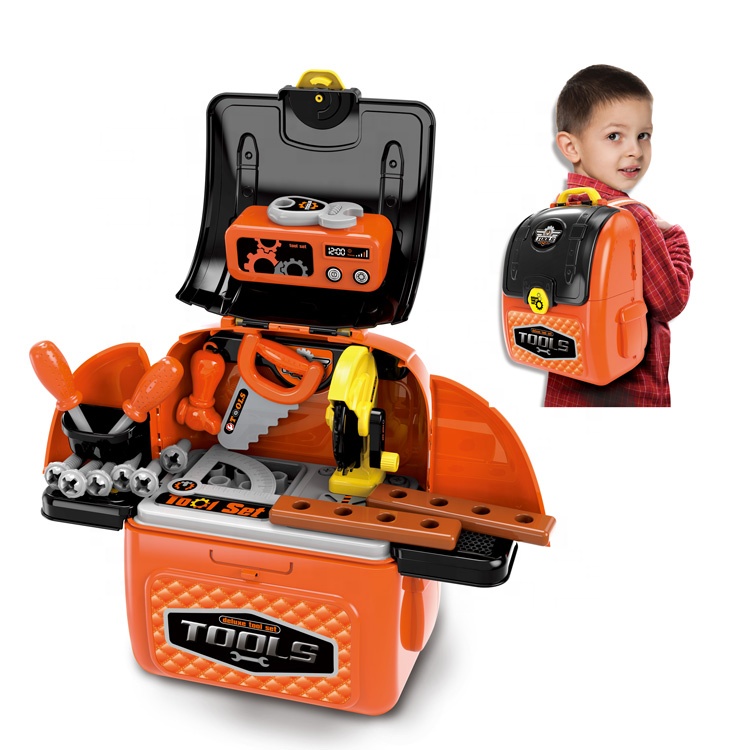 Popular 2 IN 1 kids plastic tool set toy bag pretend play set backpack tool toy for kid