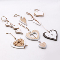 Ornements en bois multi-styles en forme de cœur, style vintage minimaliste, décoration intérieure, décorations de mariage, artisanat DIY