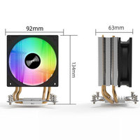 Refroidisseur de processeur haute performance RGB avec 2 caloducs, refroidisseur d'air RGB pour processeur LGA 2011 1366 1200 1700 AM4, ventilateurs de refroidissement pour processeur