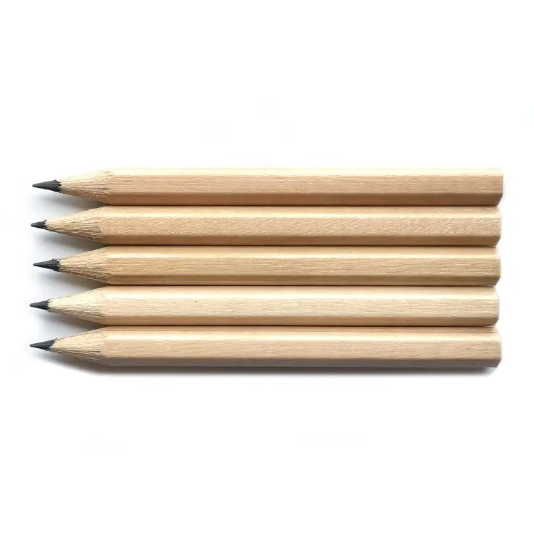 Custom Logo Natural Wood School Stationery Mini HB Lead Graphite Pencil