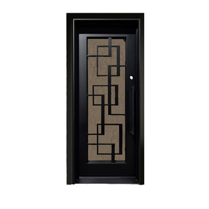Portes d'entrée contemporaines en acier avec design géométrique en verre pour usage extérieur, ouverture manuelle, surface finie - Product Image 3