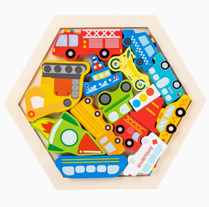 六角形パズル 7ピース タングラム 頭脳を鍛える 11ブロック ジグソーパズル ボード クラシック教育玩具 ギフト おもちゃ - Product Image 5