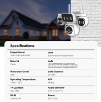 Caméra de surveillance extérieure PTZ sans fil 8MP à quatre objectifs avec suivi automatique, CMOS, étanche IP66, Wi-Fi intégré, audio bidirectionnel et cloud