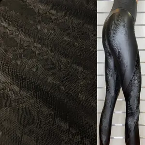 Print Snake skin synthetic pu leather stretch leggings fabric