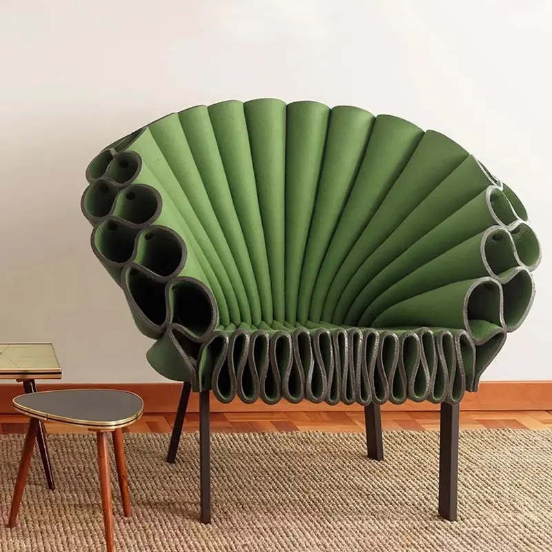 Tasarımcı sanat moda eyer deri eğlence sandalye tavuskuşu açık ekran sandalye yaratıcı oturma odası eğlence Fan Petal sandalye