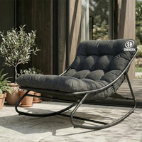 Fauteuil à bascule d'extérieur Grand Patio avec coussin, chaise longue pliable en acier inoxydable résistante aux intempéries, portable pour la plage et la pêche